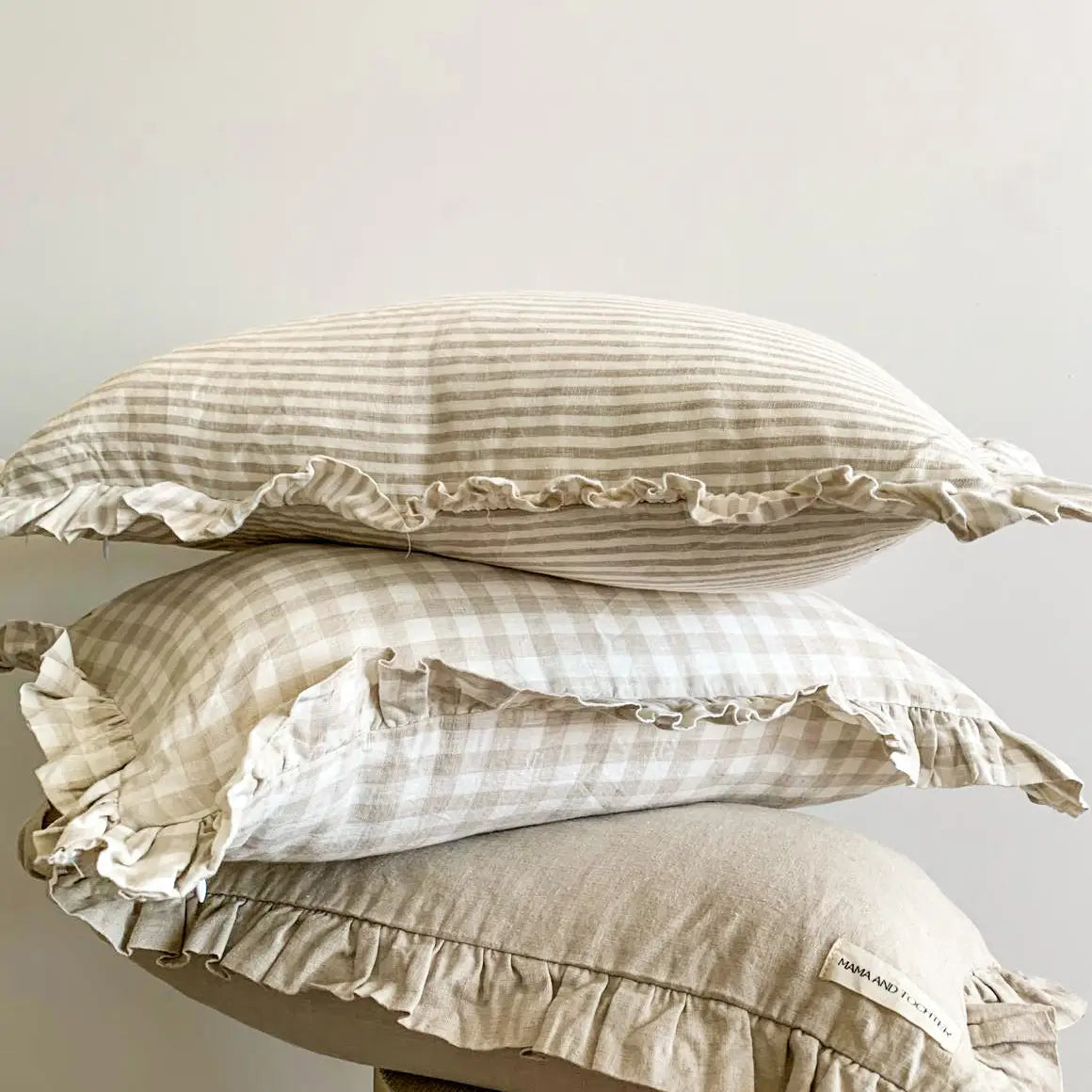 SNACC LIFESTYLE | BEAUTY & HOME Cushion Cover Pure French Linen Ruffle Lumbar - Dove Grey