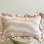 SNACC LIFESTYLE | BEAUTY & HOME Pure French Linen Ruffle Lumbar - Pink Pinstripes