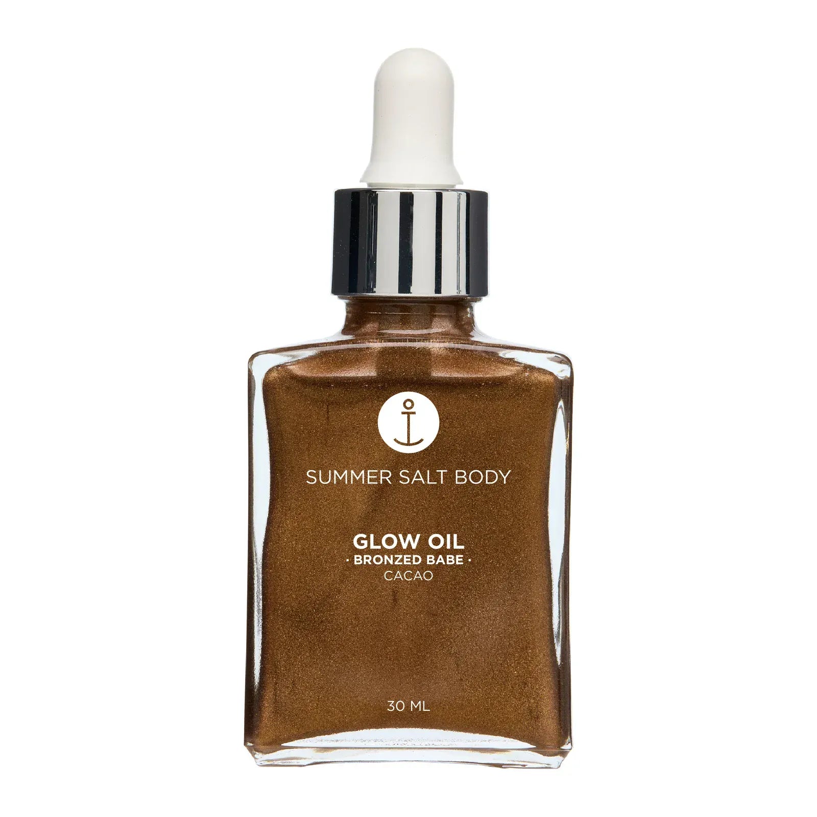 Bottle of Summer Salt Body Bronzed Babe Glow Oil 100ml showing rich bronze color for radiant skin.