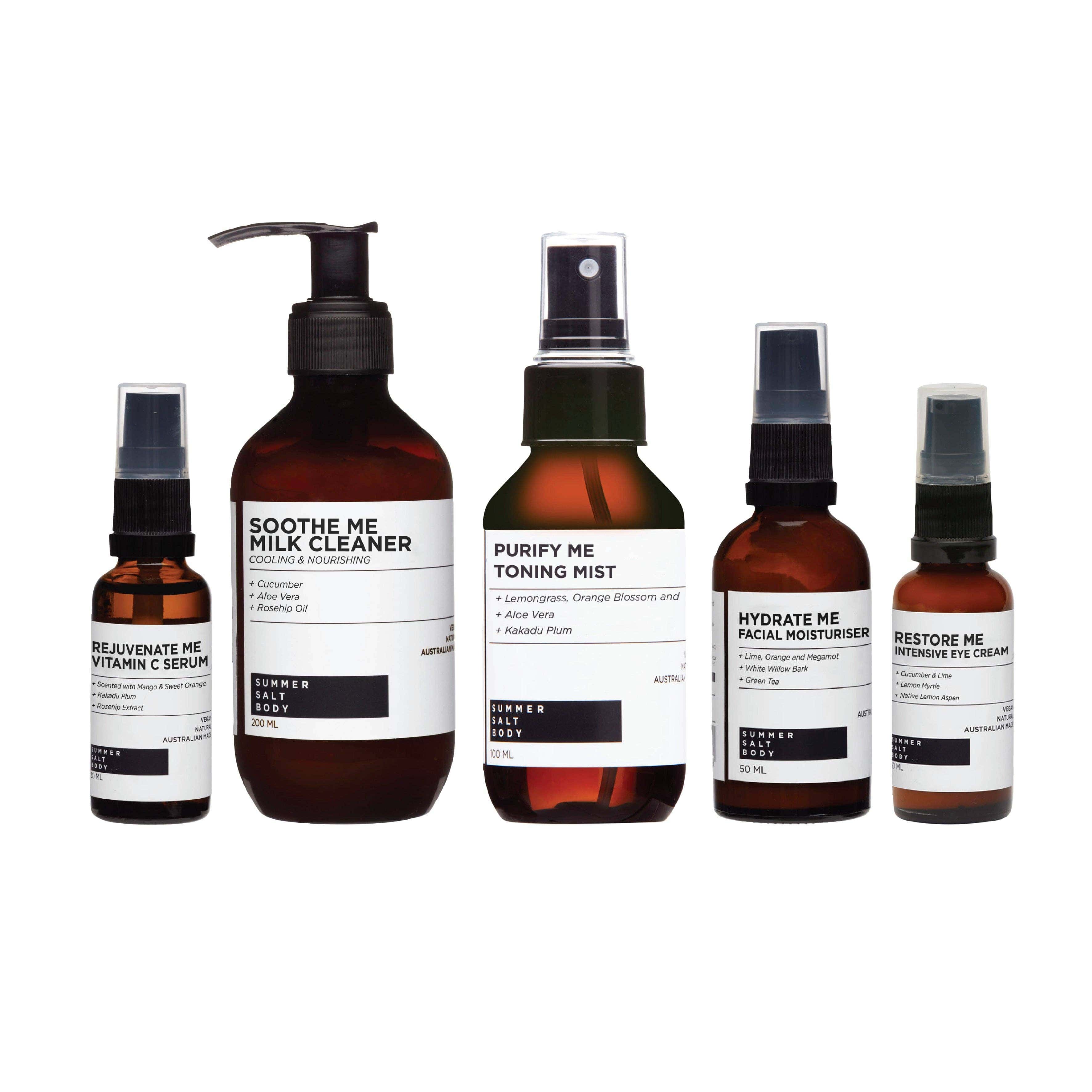 Skincare Raw Beauty Bundle - Limited Edition Set including cleanser, toner, moisturizer, serum, and eye cream for radiant skincare.