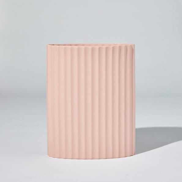 Marmoset Ripple Vase XL Blush, textured ceramic decor in soft blush color with ripple design.