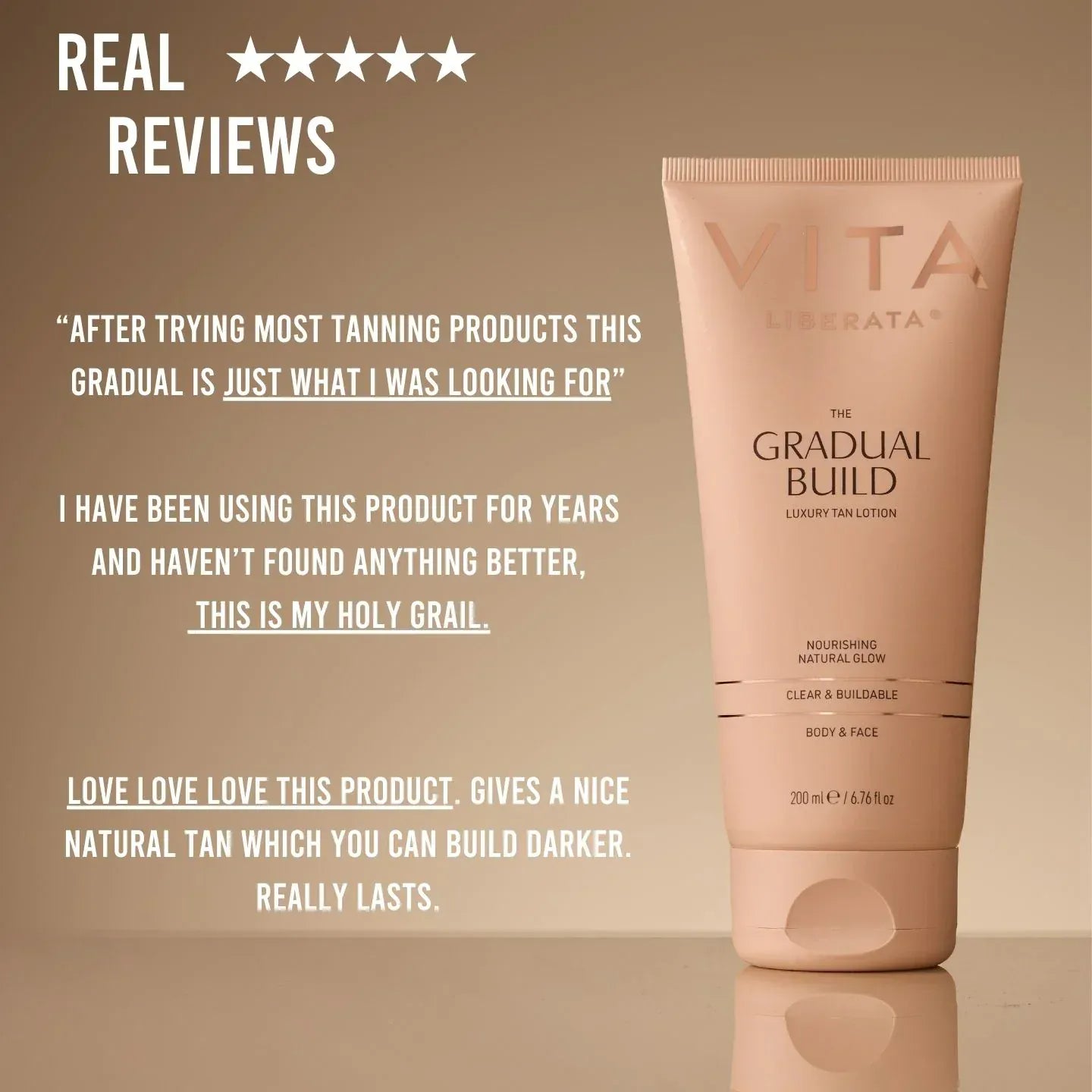 The Gradual Tanning Lotion 200ml with customer reviews, hydrating glow builder for natural, buildable tan.