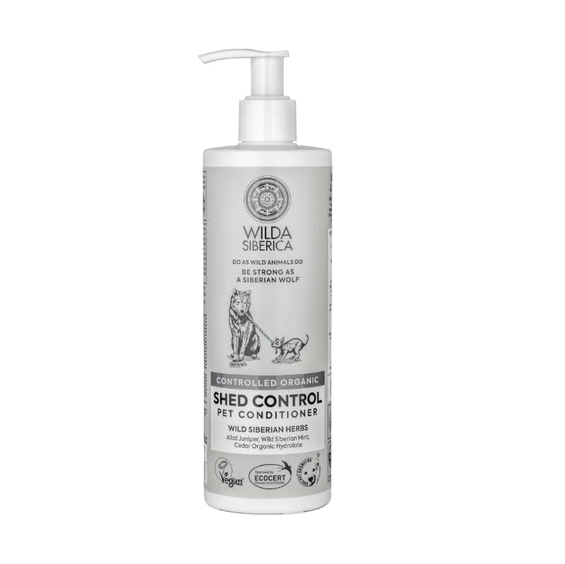 Bottle of Wilda Siberica Shed Control Pet Conditioner 400ml for reducing pet shedding and coat care
