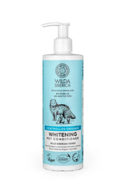 Wilda Siberica Whitening Organic Pet Conditioner 400ml bottle for white fur care with nourishing and brightening effects.