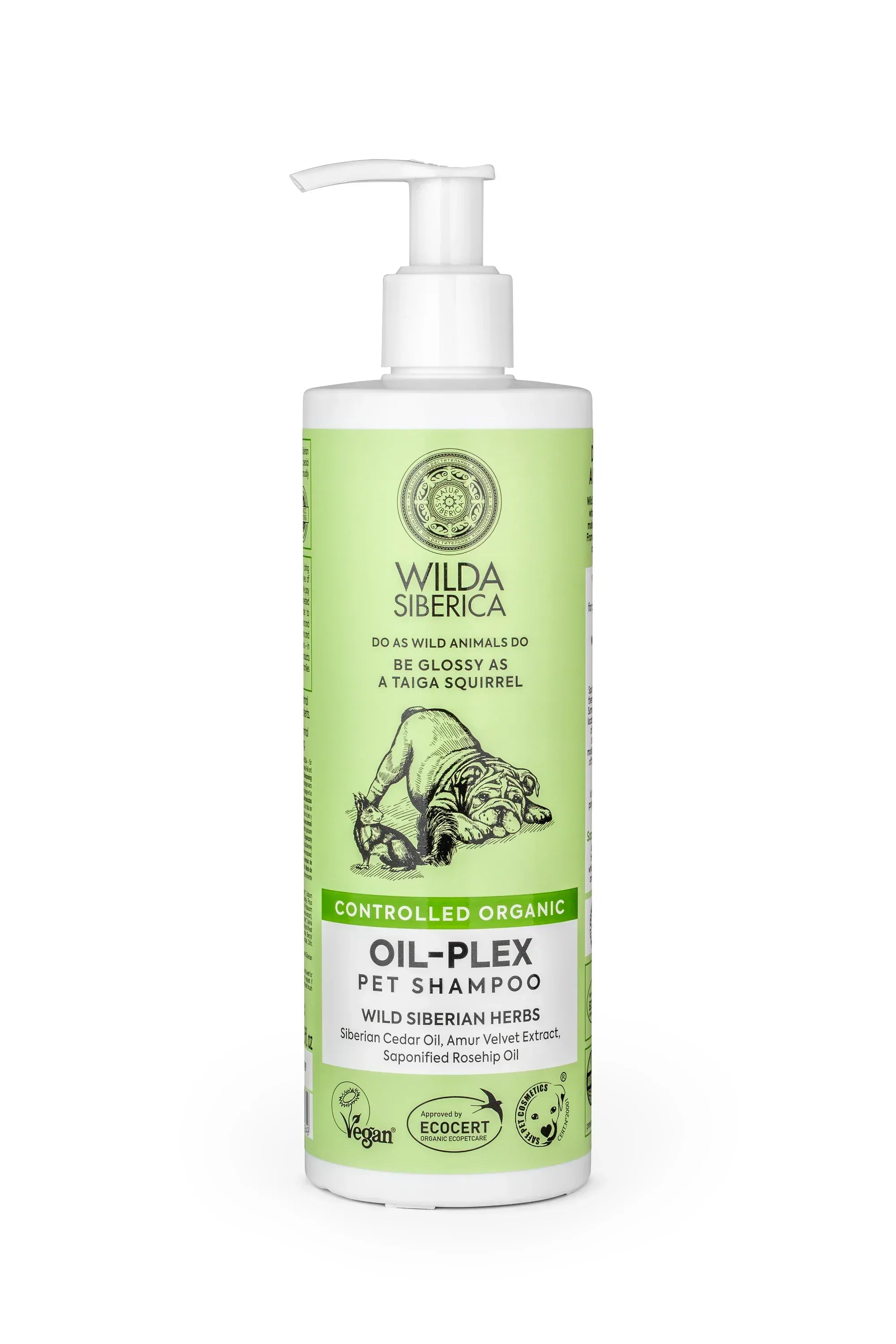 Wilda Siberica Oil-Plex Organic Pet Shampoo 400ml bottle for brittle coat care